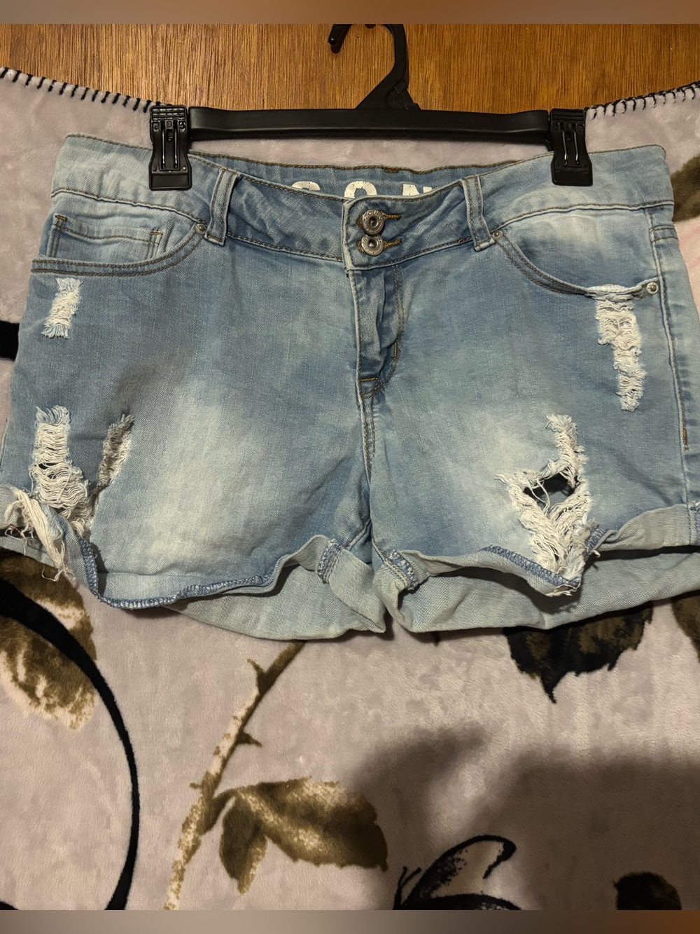 Women's Light Wash Distressed Denim Jean Shorts